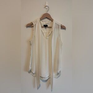J Crew Elegant Bow Neck White Sleeveless Blouse